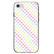 DistinctInk® Clear Shockproof Hybrid Case for Apple iPhone / Samsung Galaxy / Google Pixel - Rainbow Hearts Diagonal Pattern