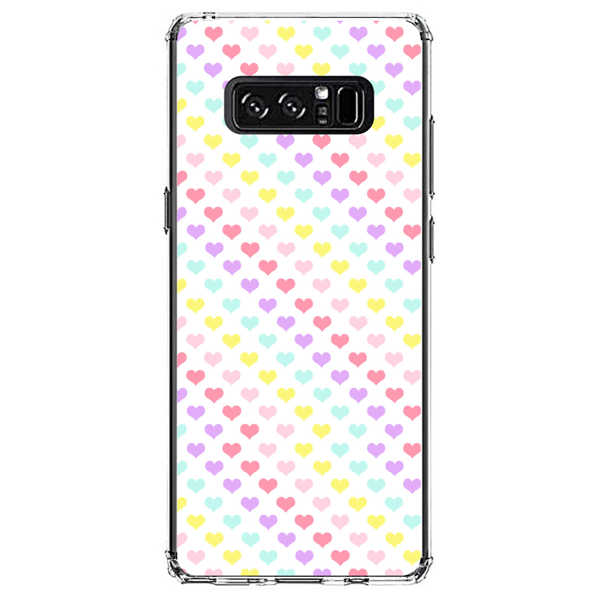 Rainbow Hearts Diagonal Pattern Clear Shockproof iPhone Case, view 12