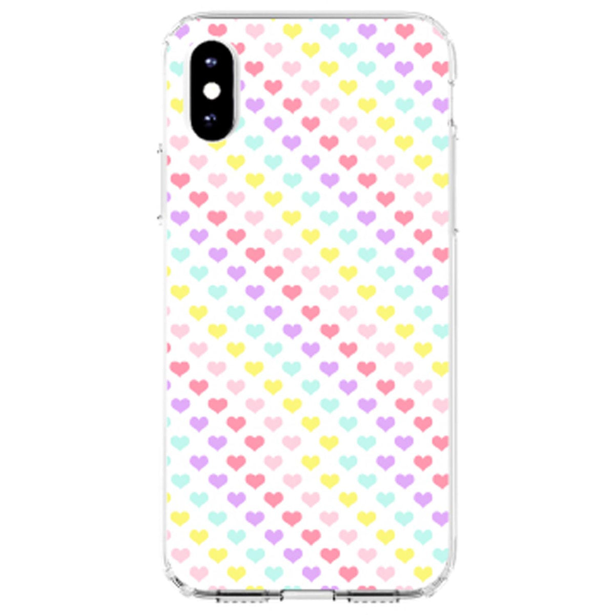 Rainbow Hearts Diagonal Pattern Clear Shockproof iPhone Case, view 4