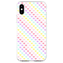 DistinctInk® Clear Shockproof Hybrid Case for Apple iPhone / Samsung Galaxy / Google Pixel - Rainbow Hearts Diagonal Pattern