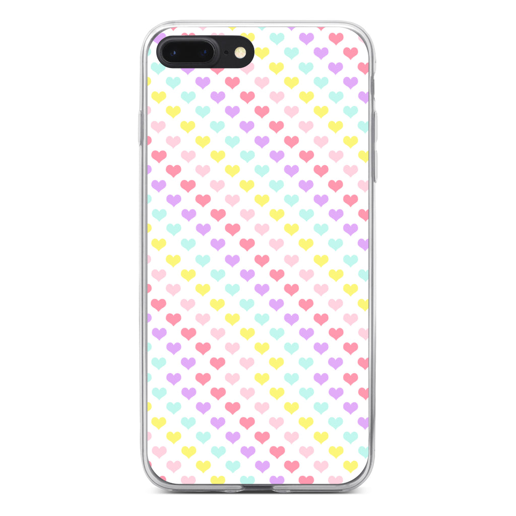 Rainbow Hearts Diagonal Pattern Clear Shockproof iPhone Case, view 6