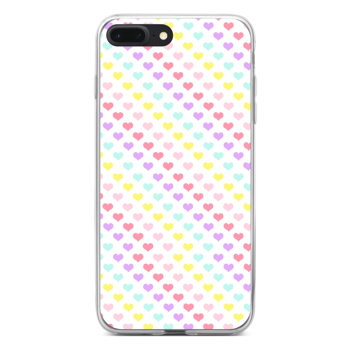 Rainbow Hearts Diagonal Pattern Clear Shockproof iPhone Case, view 6
