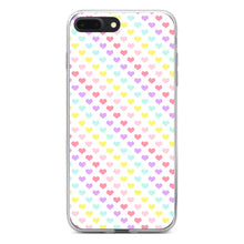 DistinctInk® Clear Shockproof Hybrid Case for Apple iPhone / Samsung Galaxy / Google Pixel - Rainbow Hearts Diagonal Pattern