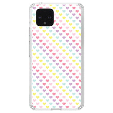 DistinctInk® Clear Shockproof Hybrid Case for Apple iPhone / Samsung Galaxy / Google Pixel - Rainbow Hearts Diagonal Pattern