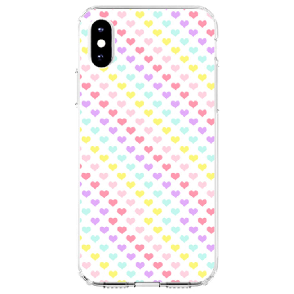 Rainbow Hearts Diagonal Pattern Clear Shockproof iPhone Case, view 2
