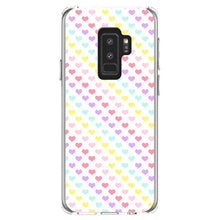 DistinctInk® Clear Shockproof Hybrid Case for Apple iPhone / Samsung Galaxy / Google Pixel - Rainbow Hearts Diagonal Pattern