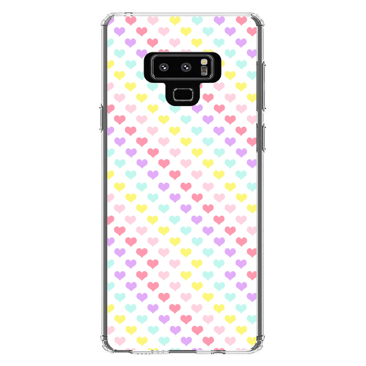 Rainbow Hearts Diagonal Pattern Clear Shockproof iPhone Case, view 11