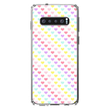 DistinctInk® Clear Shockproof Hybrid Case for Apple iPhone / Samsung Galaxy / Google Pixel - Rainbow Hearts Diagonal Pattern