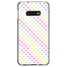 DistinctInk® Clear Shockproof Hybrid Case for Apple iPhone / Samsung Galaxy / Google Pixel - Rainbow Hearts Diagonal Pattern