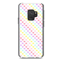 DistinctInk® Clear Shockproof Hybrid Case for Apple iPhone / Samsung Galaxy / Google Pixel - Rainbow Hearts Diagonal Pattern