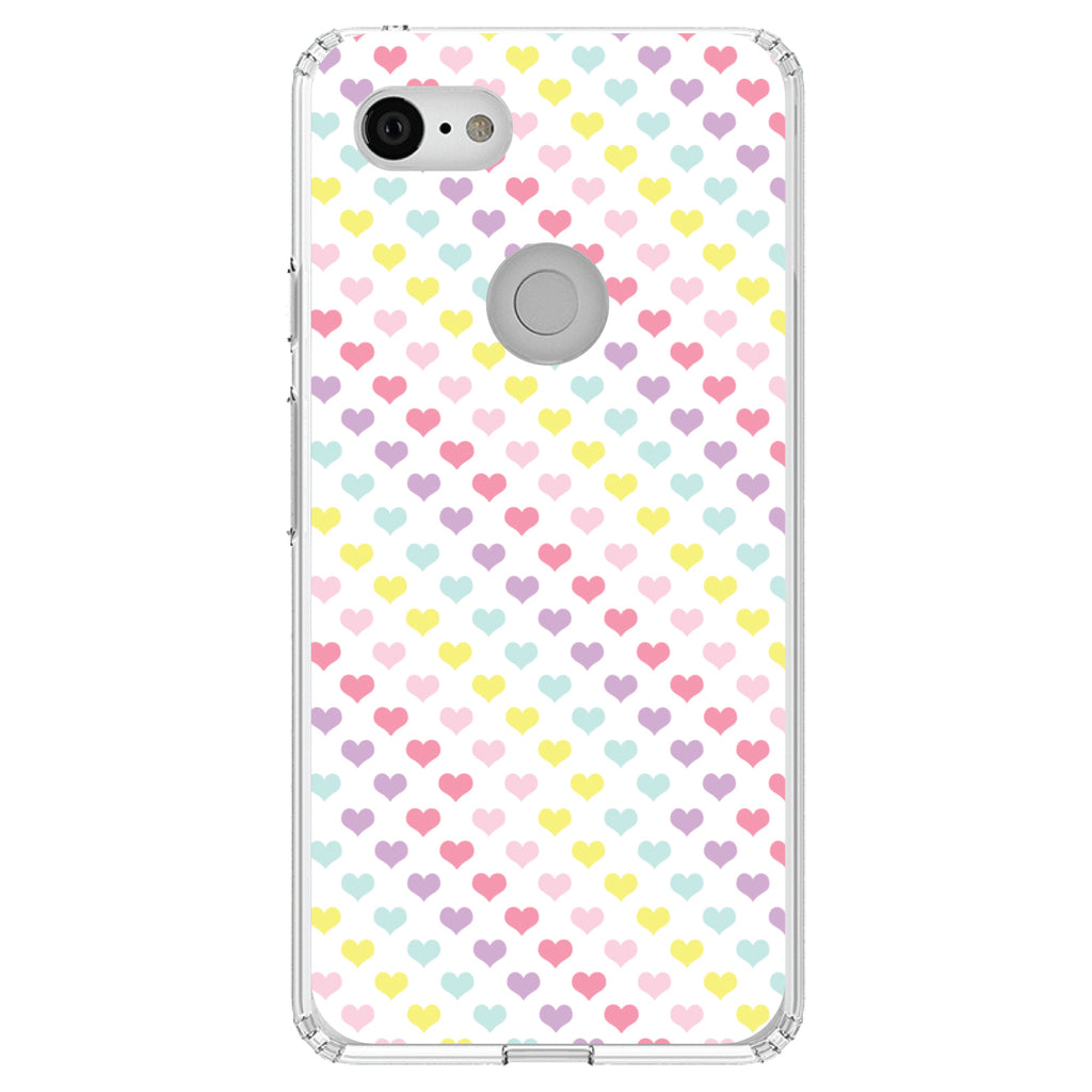 Rainbow Hearts Diagonal Pattern Clear Shockproof iPhone Case, view 22