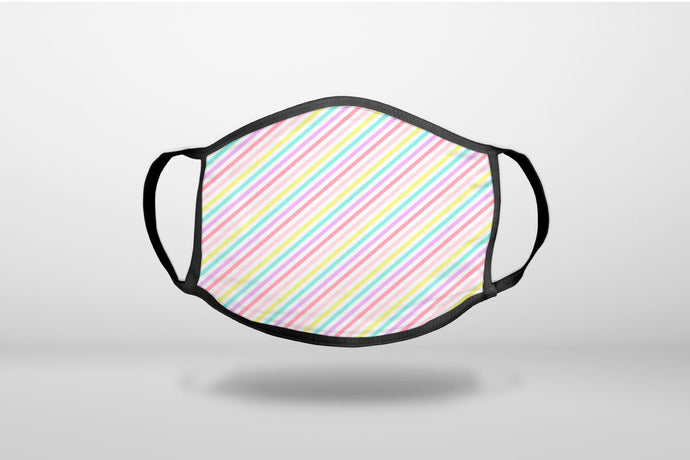 Rainbow Diagonal Stripes Pattern - 3-Ply Reusable Soft Face Mask Covering, Unisex, Cotton Inner Layer