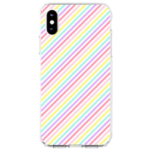 DistinctInk® Clear Shockproof Hybrid Case for Apple iPhone / Samsung Galaxy / Google Pixel - Rainbow Diagonal Stripes Pattern