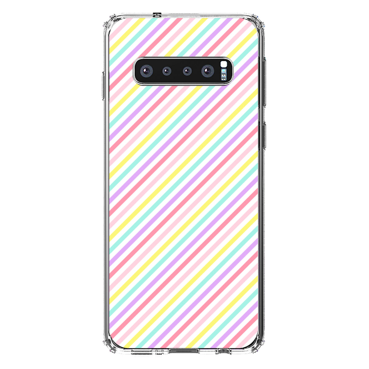 Rainbow Diagonal Stripes Pattern Clear Shockproof iPhone Case, view 16
