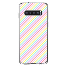 DistinctInk® Clear Shockproof Hybrid Case for Apple iPhone / Samsung Galaxy / Google Pixel - Rainbow Diagonal Stripes Pattern