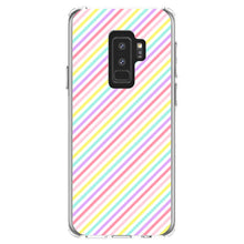 DistinctInk® Clear Shockproof Hybrid Case for Apple iPhone / Samsung Galaxy / Google Pixel - Rainbow Diagonal Stripes Pattern