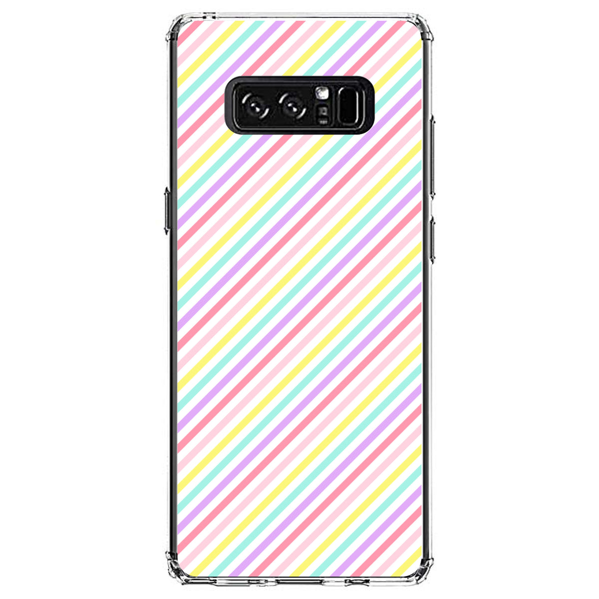 Rainbow Diagonal Stripes Pattern Clear Shockproof iPhone Case, view 12