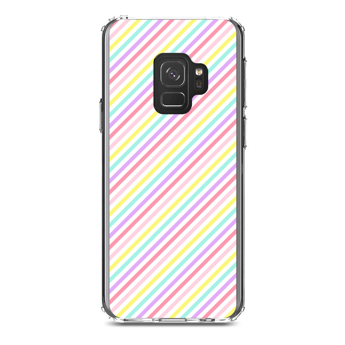 Rainbow Diagonal Stripes Pattern Clear Shockproof iPhone Case, view 19