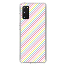 DistinctInk® Clear Shockproof Hybrid Case for Apple iPhone / Samsung Galaxy / Google Pixel - Rainbow Diagonal Stripes Pattern