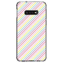 DistinctInk® Clear Shockproof Hybrid Case for Apple iPhone / Samsung Galaxy / Google Pixel - Rainbow Diagonal Stripes Pattern