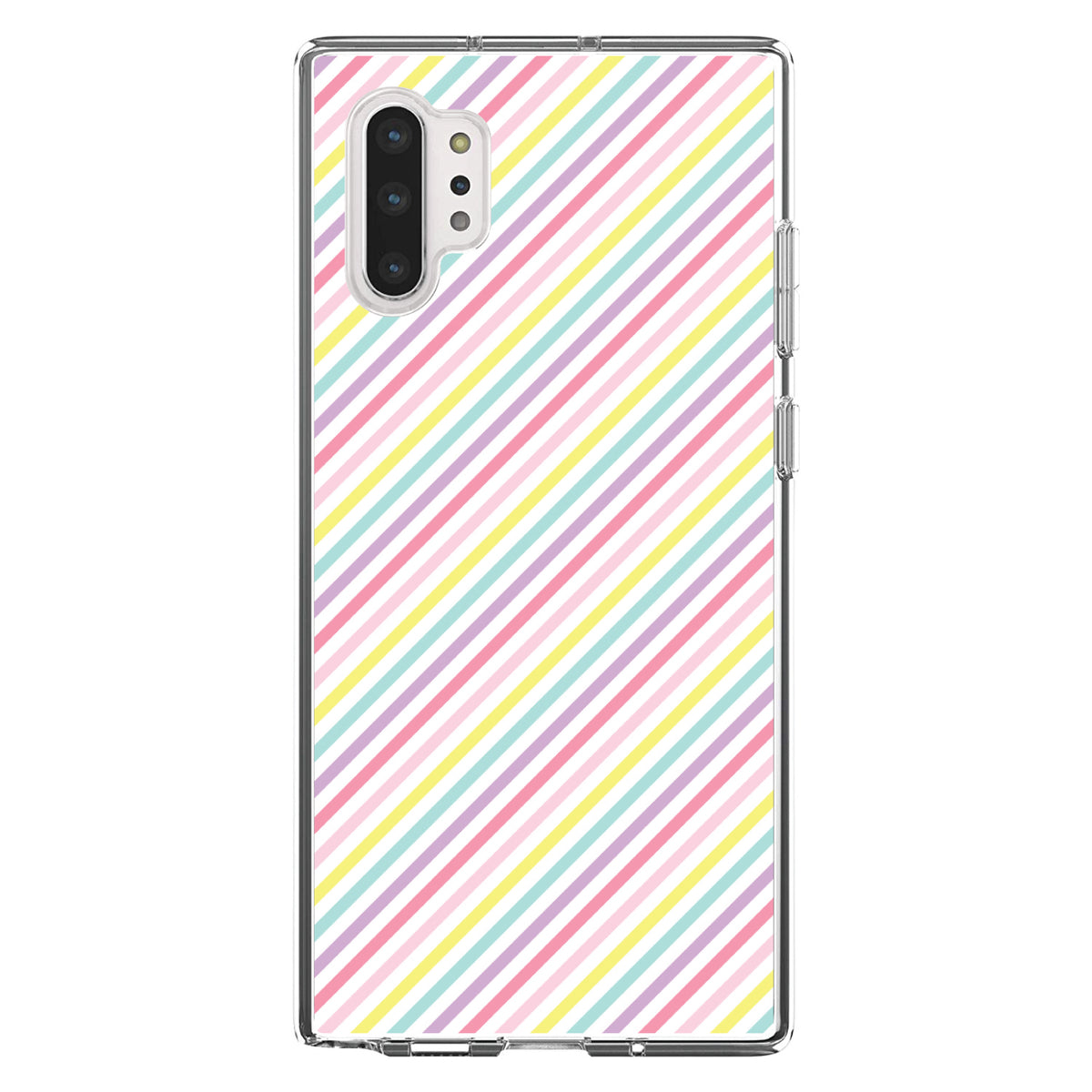 Rainbow Diagonal Stripes Pattern Clear Shockproof iPhone Case, view 10