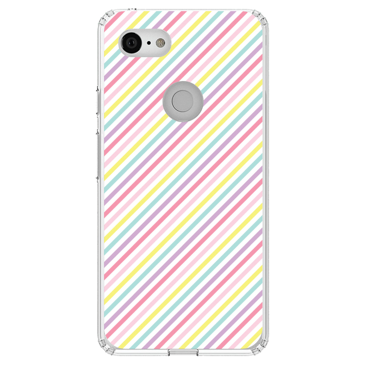 Rainbow Diagonal Stripes Pattern Clear Shockproof iPhone Case, view 22