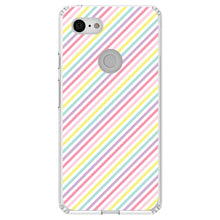 DistinctInk® Clear Shockproof Hybrid Case for Apple iPhone / Samsung Galaxy / Google Pixel - Rainbow Diagonal Stripes Pattern