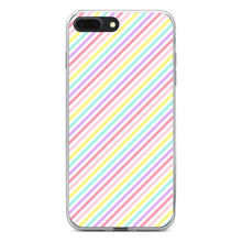 DistinctInk® Clear Shockproof Hybrid Case for Apple iPhone / Samsung Galaxy / Google Pixel - Rainbow Diagonal Stripes Pattern
