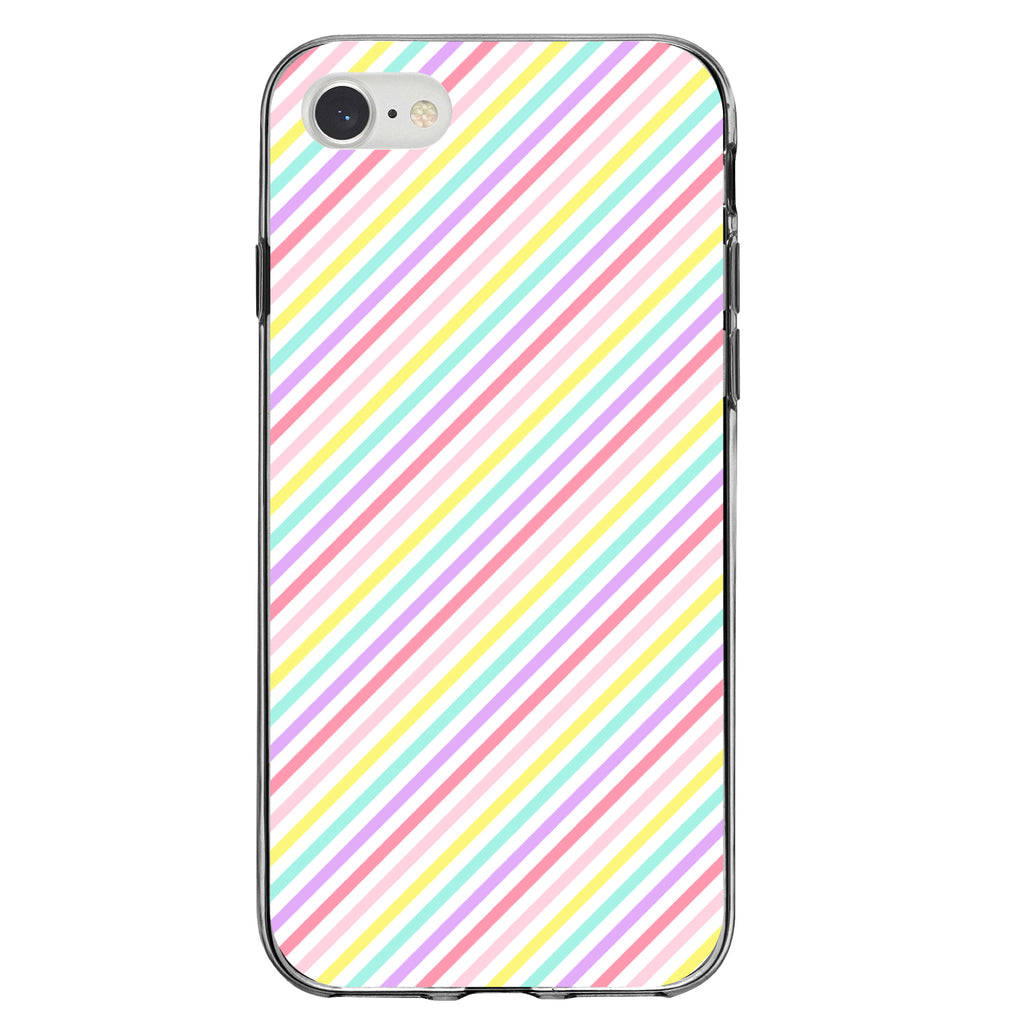 Rainbow Diagonal Stripes Pattern Clear Shockproof iPhone Case, view 5