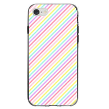 DistinctInk® Clear Shockproof Hybrid Case for Apple iPhone / Samsung Galaxy / Google Pixel - Rainbow Diagonal Stripes Pattern