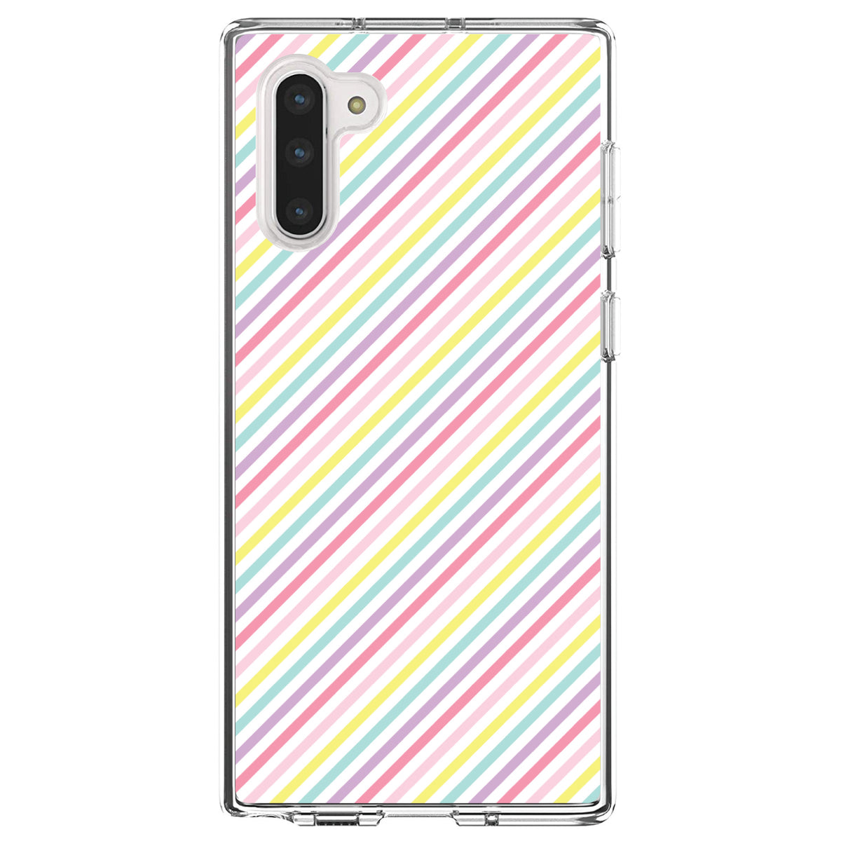 Rainbow Diagonal Stripes Pattern Clear Shockproof iPhone Case, view 9