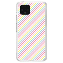 DistinctInk® Clear Shockproof Hybrid Case for Apple iPhone / Samsung Galaxy / Google Pixel - Rainbow Diagonal Stripes Pattern