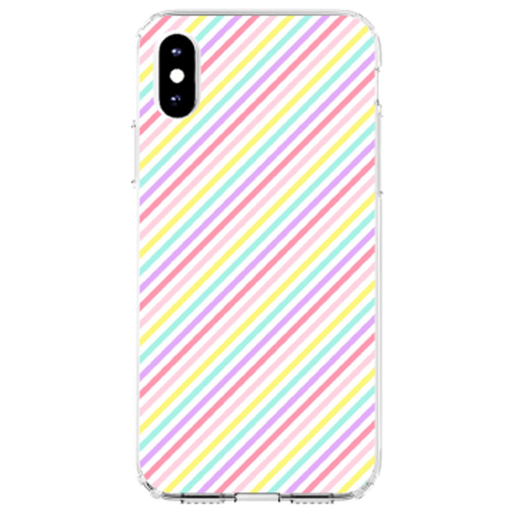 Rainbow Diagonal Stripes Pattern Clear Shockproof iPhone Case, view 2