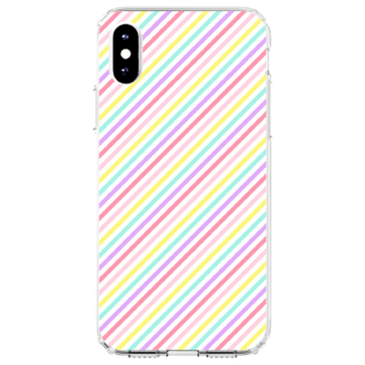 Rainbow Diagonal Stripes Pattern Clear Shockproof iPhone Case, view 2