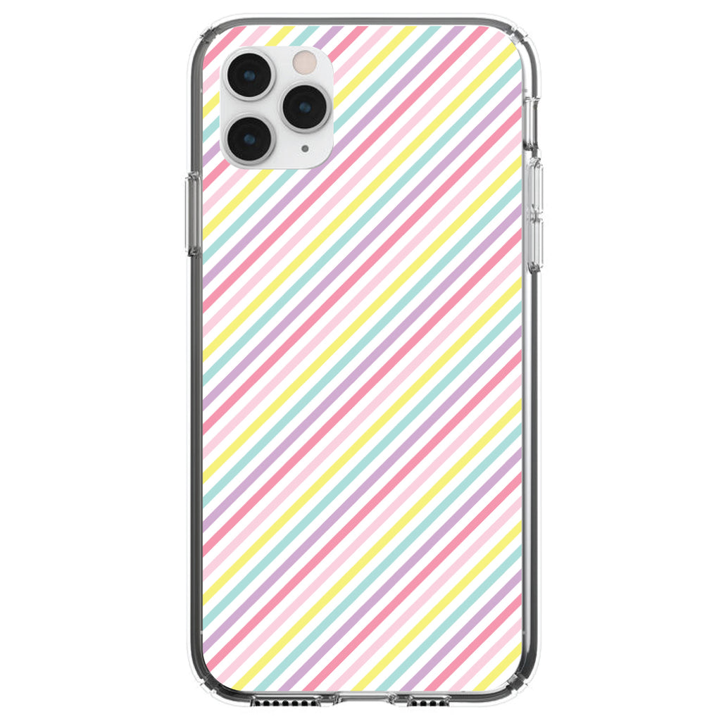 Rainbow Diagonal Stripes Pattern Clear Shockproof iPhone Case