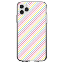 DistinctInk® Clear Shockproof Hybrid Case for Apple iPhone / Samsung Galaxy / Google Pixel - Rainbow Diagonal Stripes Pattern