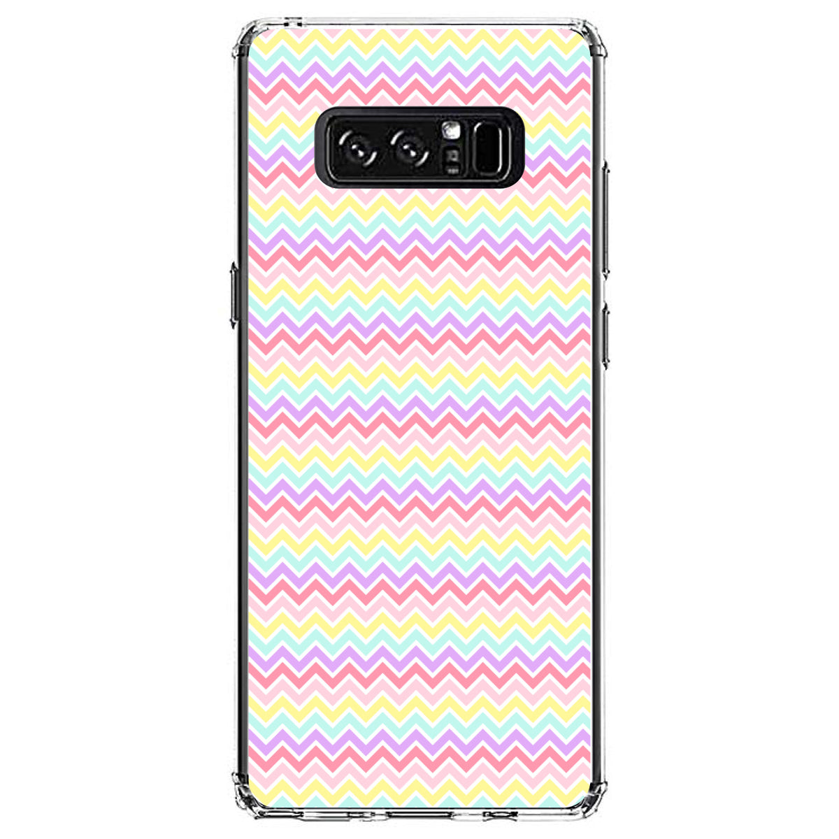 Rainbow Chevron Stripes Pattern Clear Shockproof iPhone Case, view 12