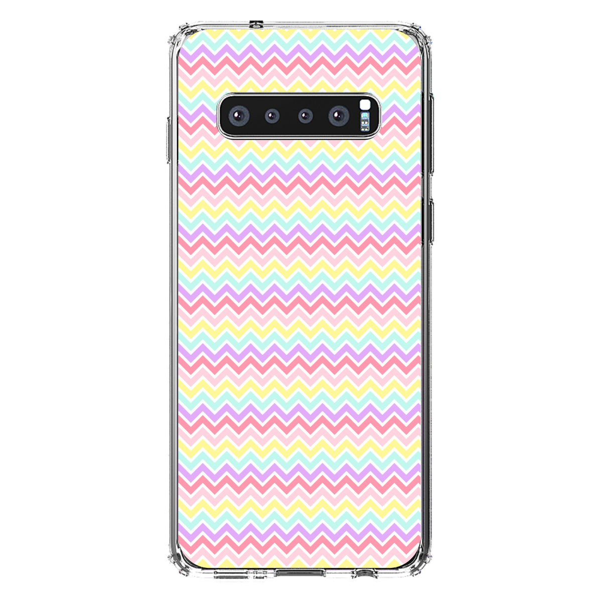 Rainbow Chevron Stripes Pattern Clear Shockproof iPhone Case, view 16