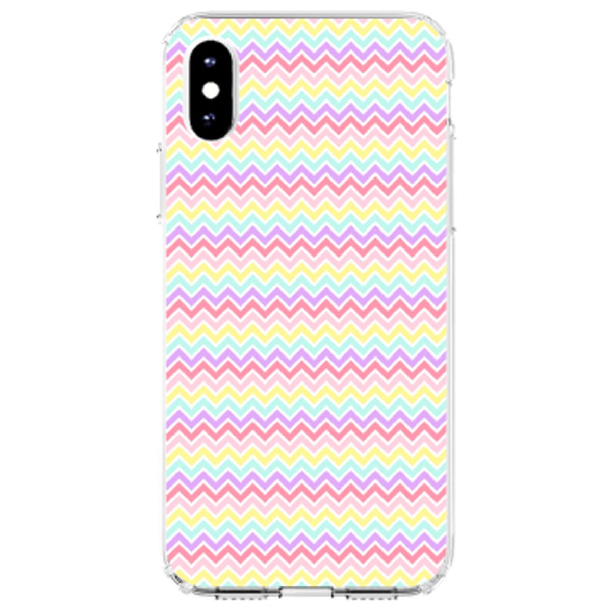 Rainbow Chevron Stripes Pattern Clear Shockproof iPhone Case, view 3
