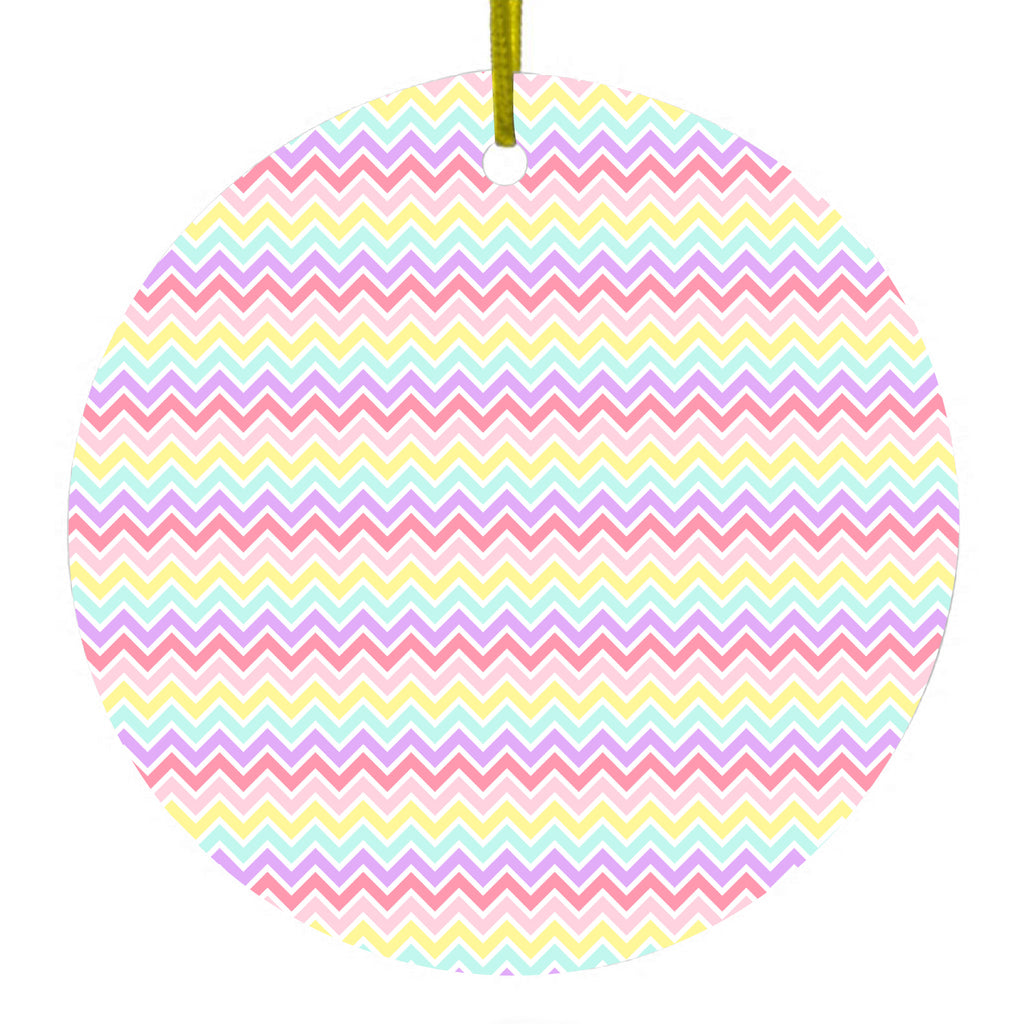 Rainbow Chevron Stripes Pattern Ceramic Ornament