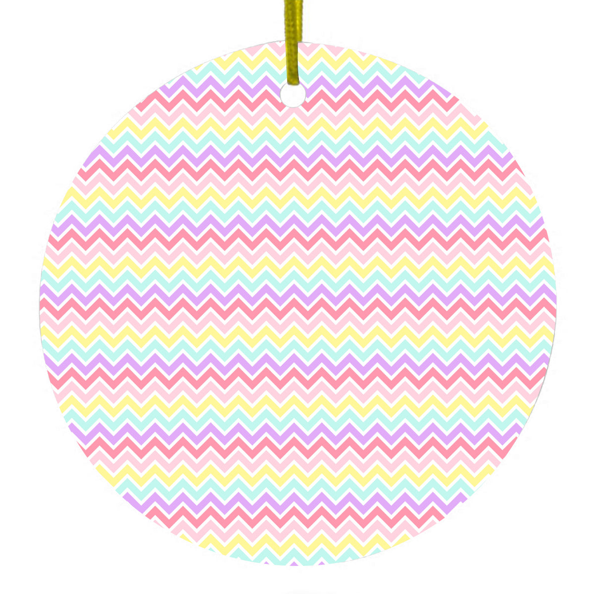Rainbow Chevron Stripes Pattern Ceramic Ornament