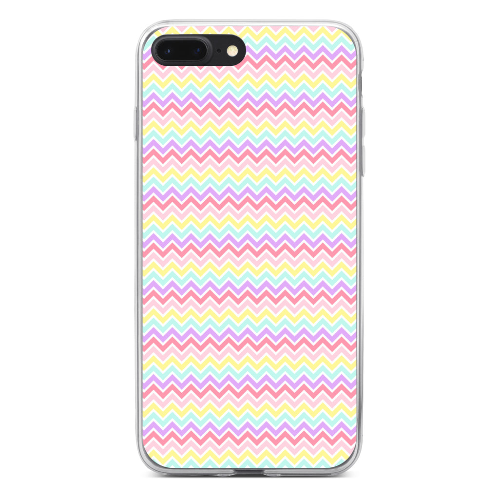 Rainbow Chevron Stripes Pattern Clear Shockproof iPhone Case, view 6