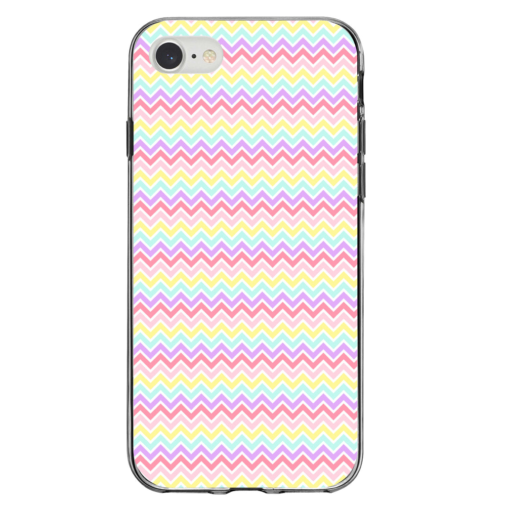 Rainbow Chevron Stripes Pattern Clear Shockproof iPhone Case, view 5