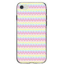 DistinctInk® Clear Shockproof Hybrid Case for Apple iPhone / Samsung Galaxy / Google Pixel - Rainbow Chevron Stripes Pattern