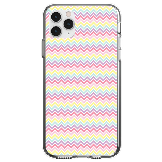 DistinctInk® Clear Shockproof Hybrid Case for Apple iPhone / Samsung Galaxy / Google Pixel - Rainbow Chevron Stripes Pattern