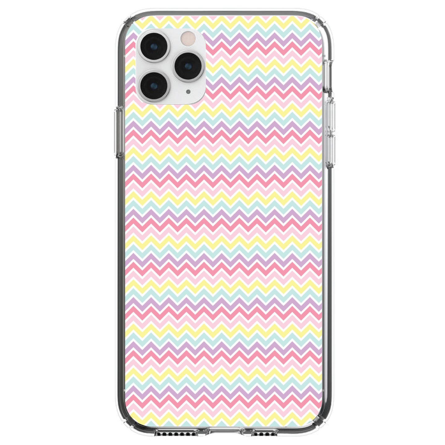 DistinctInk® Clear Shockproof Hybrid Case for Apple iPhone / Samsung Galaxy / Google Pixel - Rainbow Chevron Stripes Pattern