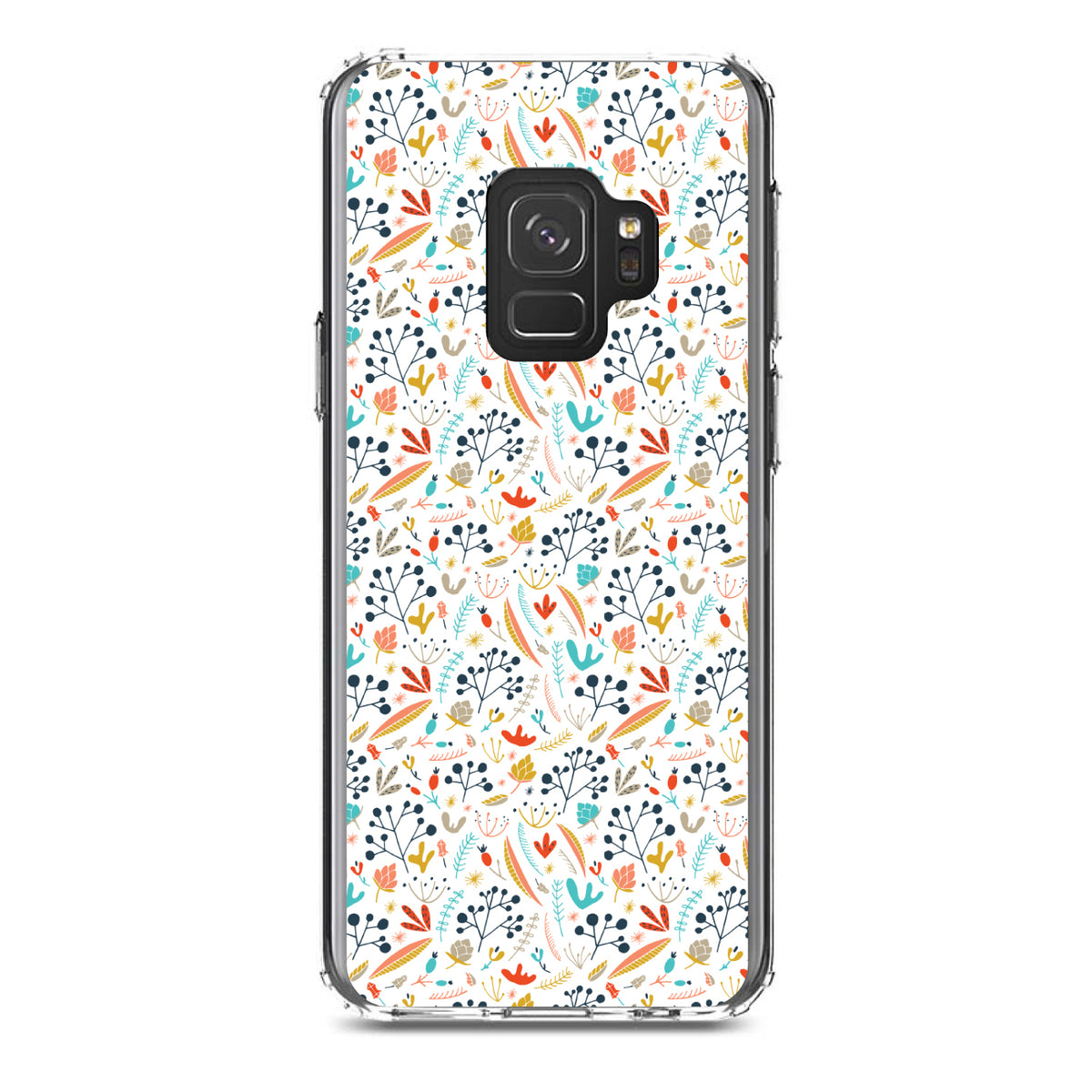 Modern Floral, White Red Navy Clear Shockproof iPhone Case, view 19