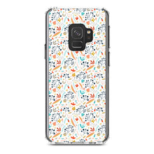DistinctInk® Clear Shockproof Hybrid Case for Apple iPhone / Samsung Galaxy / Google Pixel - Modern Floral - White Red Navy