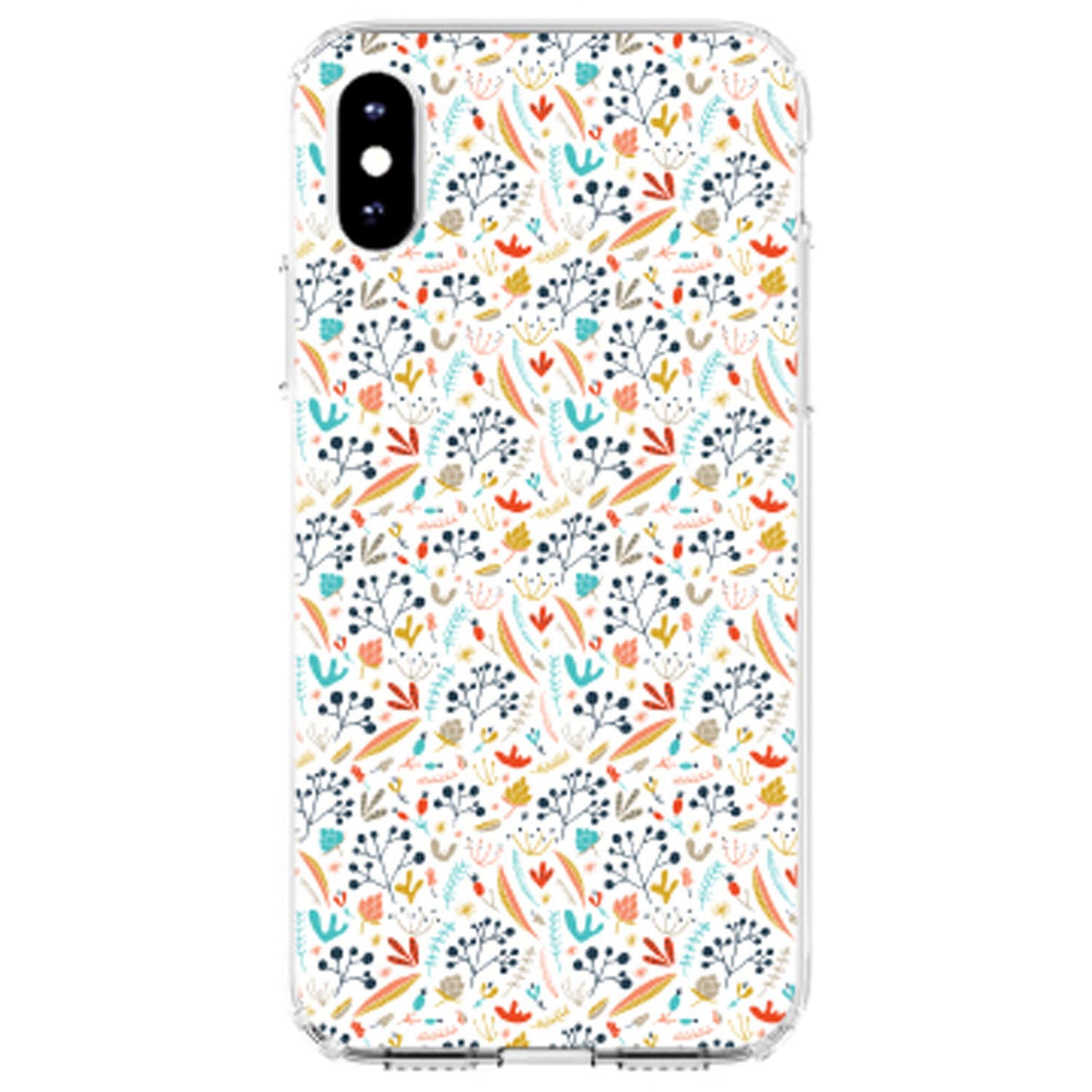 Modern Floral, White Red Navy Clear Shockproof iPhone Case, view 3