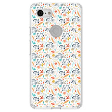 DistinctInk® Clear Shockproof Hybrid Case for Apple iPhone / Samsung Galaxy / Google Pixel - Modern Floral - White Red Navy